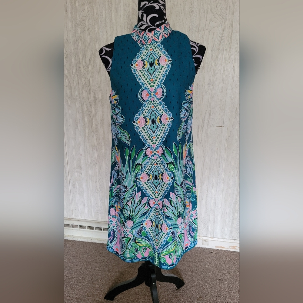 Lilly Pullitzer Brandi Valencia Teal Rain Florist Shift Dress Sz 6 - Picture 2 of 16